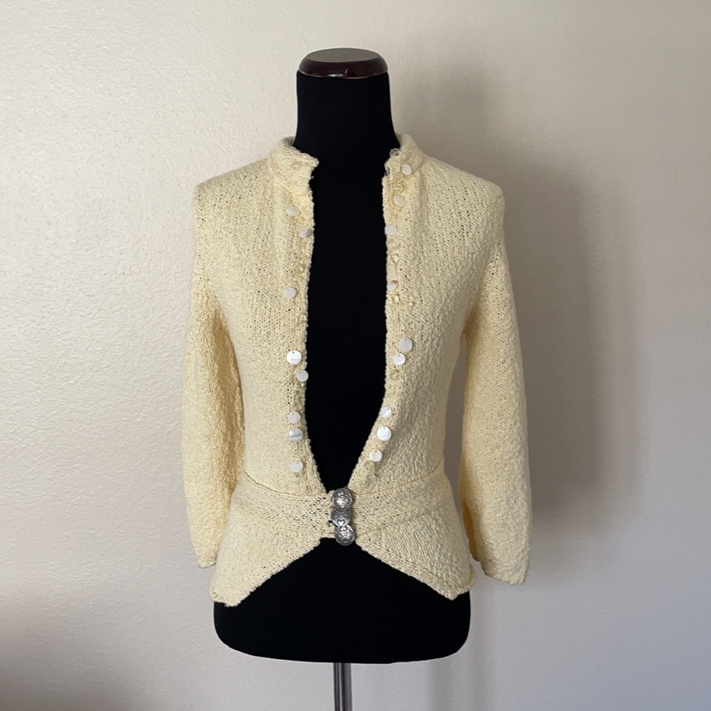 VINTAGE KNIT STYLE BUTTON SWEATER BLAZER TOP